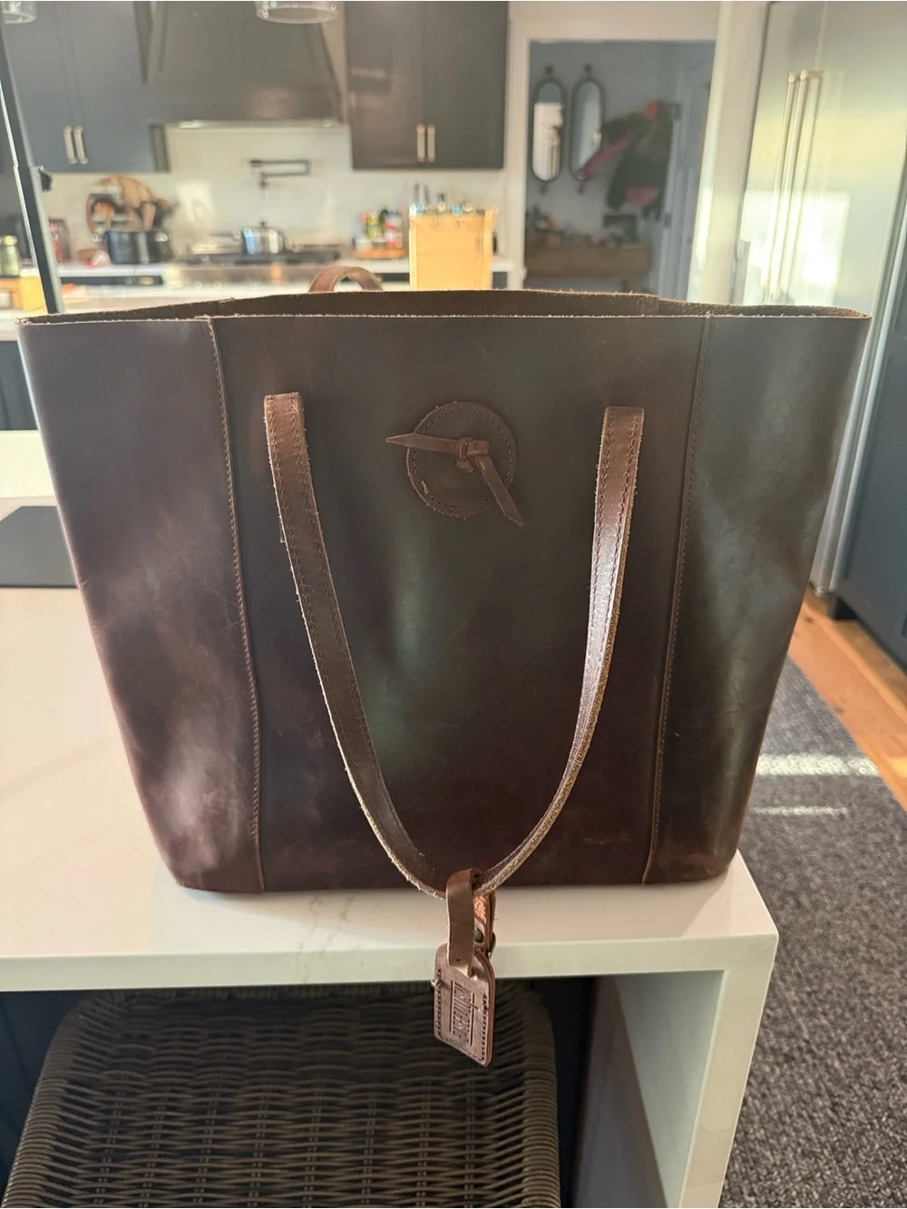 Baseballism Brown Leather Tote Bag - Classic Everyday Carry,